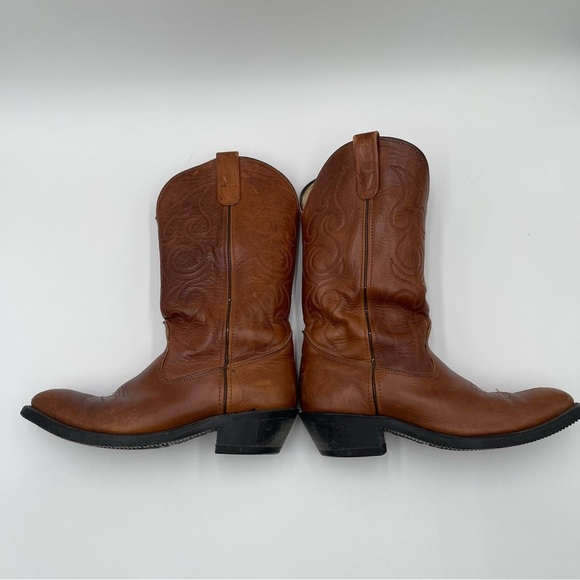 DD Tuff Mens Boots Size 8 D Brown Leather Western Steel Toe Roper Work Boots - Picture 8 of 15